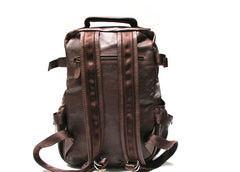 Cool Coffee Mens Leather Backpack Travel Backpacks Laptop Backpack for men - iwalletsmen
