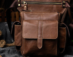 Biker Mens Leather Drop Leg Bag Waist Bag Side Bag Belt Pouch Pack for Men - iwalletsmen
