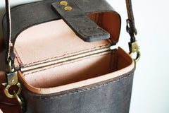 Handmade Brown Leather Mens Small Box Bag Shoulder Bag Messenger Bags for Men - iwalletsmen