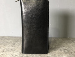 Genuine Leather Mens Cool Long Leather Phone Wallet Zipper Clutch Wallet for Men