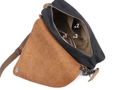 Mens Waxed Canvas Leather Triangular Side Bag Canvas Courier Bags for Men - iwalletsmen