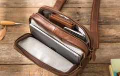 Cool Small Leather Black Mens Messenger Bags Shoulder Bags  for Men - iwalletsmen