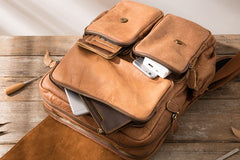 Cool Brown Mens Leather Backpacks Travel Backpacks Laptop Backpack for men - iwalletsmen