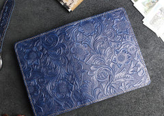 Handmade Leather Floral Mens Cool billfold Wallet Passport Card Holder Small Card Slim Wallets for Men