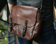 Cool Handmade Vintage Leather Mens Messenger Bags Shoulder Bag for men - iwalletsmen