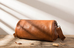 Cool Leather Mens Barrel Shoulder Bags Messenger Bags for Men - iwalletsmen