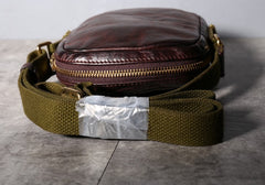 Handmade Genuine Leather Mens Cool Messenger Bag Sling Bag Chest Bag Bike Bag Cycling Bag for men