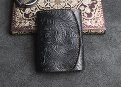 wallet with key fob holder Black Leather Wallet for Keys Mens Key Wallet Car Key Wallet Trifold Key Wallet Holder Key Case Wallet