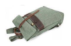 Cool Waxed Canvas Gray Leather Mens Backpack Canvas Travel Backpack Canvas School Backpack for Men - iwalletsmen