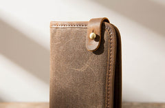 Cool Canvas Leather Mens Bifold Long Wallet Long Wallet for Men - iwalletsmen