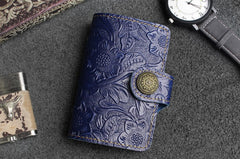 Handmade Leather Floral Mens Cool billfold Wallet Card Holder Small Card Slim Wallets for Men