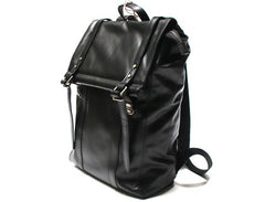 Black Leather Mens Backpack Travel Backpacks Laptop Backpack for men - iwalletsmen