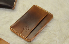 Handmade Leather Mens Slim Front Pocket Wallets Leather Card Wallet for Men - iwalletsmen