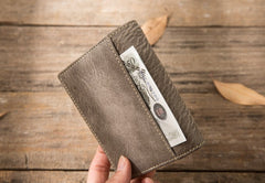 Gray Cool Leather Mens Small Wallet Bifold Vintage Slim billfold Wallet for Men - iwalletsmen
