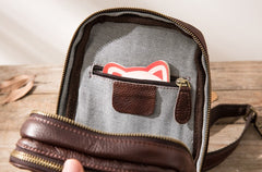 Coffee Leather Mens Sling Bag Sling Shoulder Bag Sling Backpacks for men - iwalletsmen