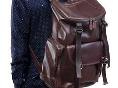 Genuine Leather Mens Cool Backpack Sling Bag Large Travel Bag Hiking Bag for Men