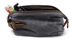 Cool Canvas Leather Mens Zipper Wristlet Bag Vintage Clutch Zipper Bag for Men - iwalletsmen