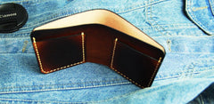 Vintage Coffee Leather Mens Slim Small Wallet Leather Bifold Wallets for Men - iwalletsmen