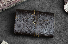 Handmade Leather Floral Mens Cool billfold Wallet Card Holder Small Card Slim Wallets for Men