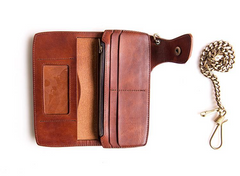 Handmade Mens Cool Leather Chain Wallet Biker Trucker Wallet with Chain for Men - iwalletsmen