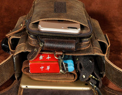 Cool Biker Mens Leather Drop Leg Bag Side Bag Belt Pouch Waist Bag Shoulder Bag for Men - iwalletsmen
