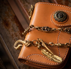 Handmade Leather billfold Mens Chain Biker Wallet Cool Leather Wallet With Chain Wallets for Men