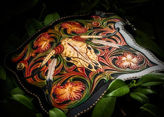 Handmade Leather Black Mens Tooled Skull Chain Biker Wallet Cool Leather Wallet Long Clutch Wallets for Men