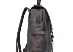 Cool Waxed Canvas Leather Mens Backpacks Canvas Travel Backpacks Canvas School Backpack for Men - iwalletsmen