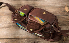 Coffee Cool Leather Fanny Packs Mens Waist Bag Hip Pack Belt Bag for Men - iwalletsmen