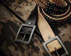 Handmade Genuine Leather Mens Belt Custom Cool Leather Men Black Belt for Men