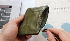 Leather Mens Zipper Front Pocket Wallet Small Wallet Card Wallet Change Wallet for Men - iwalletsmen