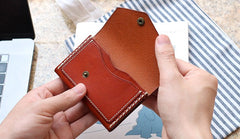 Leather Mens Card Wallet Front Pocket Wallet Small Slim Wallet Change Wallet for Men - iwalletsmen