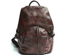 Coffee Leather Mens Backpack Travel Backpack Laptop Backpacks for men - iwalletsmen