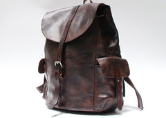 Cool Black Coffee Mens Leather Backpack Travel Backpack School Backpacks for men - iwalletsmen