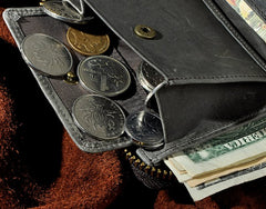 Cool Leather Mens Zipper Small Wallet Front Pocket Wallet for Men - iwalletsmen
