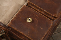 Handmade Leather Mens Cool Shoulder Bag Messenger Bag Chest Bag Bike Bag Cycling Bag for men