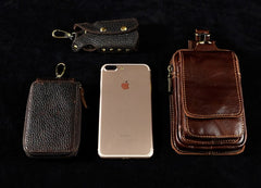 Small Mens Leather Belt Pouch Holster Belt Case Cell Phone Waist Pouch for Men - iwalletsmen