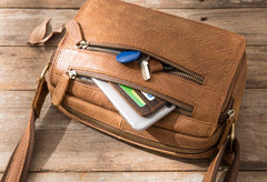 Small Cool Leather Mens Messenger Bags Shoulder Bag  for Men - iwalletsmen