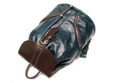 Cool Green Mens Leather Backpack Travel Backpacks Laptop Backpacks for men - iwalletsmen