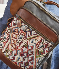 Vintage Canvas Gray Mens Backpack Canvas Travel Bag Canvas School Bag for Men - iwalletsmen