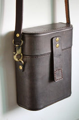 Handmade Brown Leather Mens Small Box Bag Shoulder Bag Messenger Bags for Men - iwalletsmen