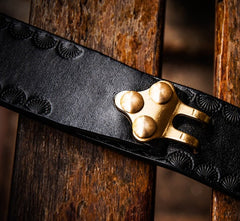 Handmade Genuine Leather Mens Belt Custom Cool Leather Men Black Belt for Men