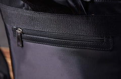 Genuine Leather Mens Cool Backpack Sling Bag Large Black Travel Bag Hiking Bag for men