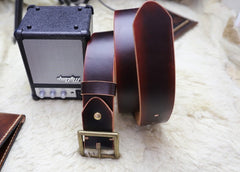 Cool Handmade Red Brown Leather Mens Belt Leather Belt for Men - iwalletsmen