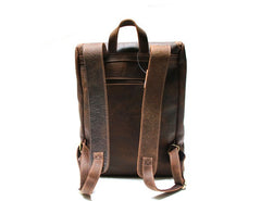 Cool Leather Coffee Mens Backpack Travel Backpacks Laptop Backpack for men - iwalletsmen