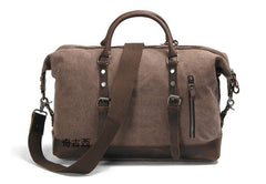 Mens Waxed Canvas Leather Weekender Bag Canvas Overnight bag Travel Bag for Men - iwalletsmen