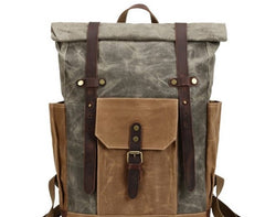 Waxed Canvas Leather Mens Travel Backpacks Canvas Backpack Canvas School Backpack for Men - iwalletsmen