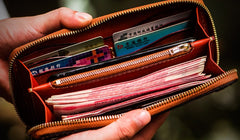 Handmade Leather Mens Tibetan Chain Biker Wallet Cool Leather Wallet Long Clutch Wallets for Men