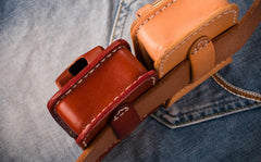 Handmade Leather Mens Leather Cigarette Case Cigarette Box Lighter Pocket Tobacco Pouch - iwalletsmen