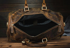 Vintage Leather Mens Large Weekender Bag Travel Bag Duffle Bag - iwalletsmen